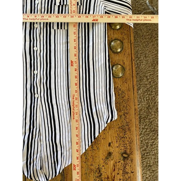Jones New York Signature Womens Black White Striped Button-Down Shirt Large NEW - Picture 8 of 8